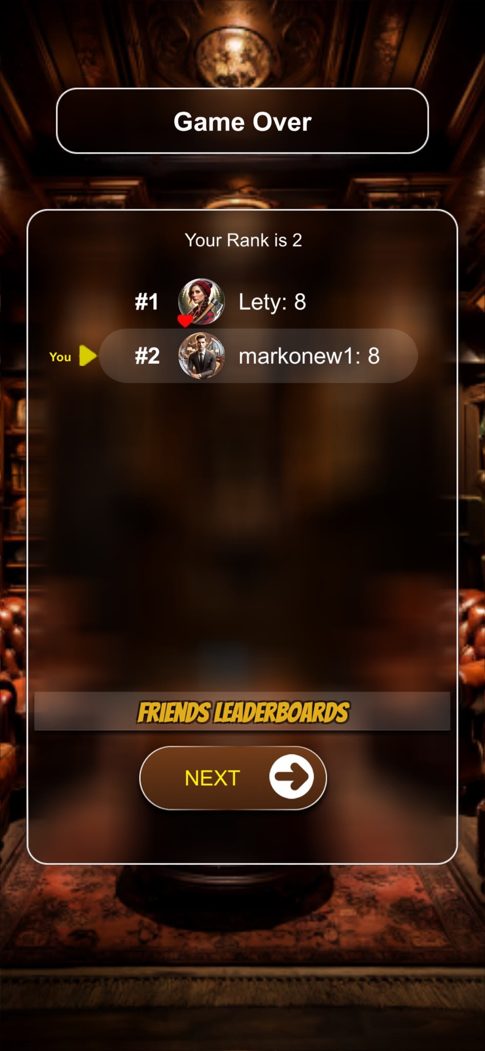 Friend leaderboard screenshot