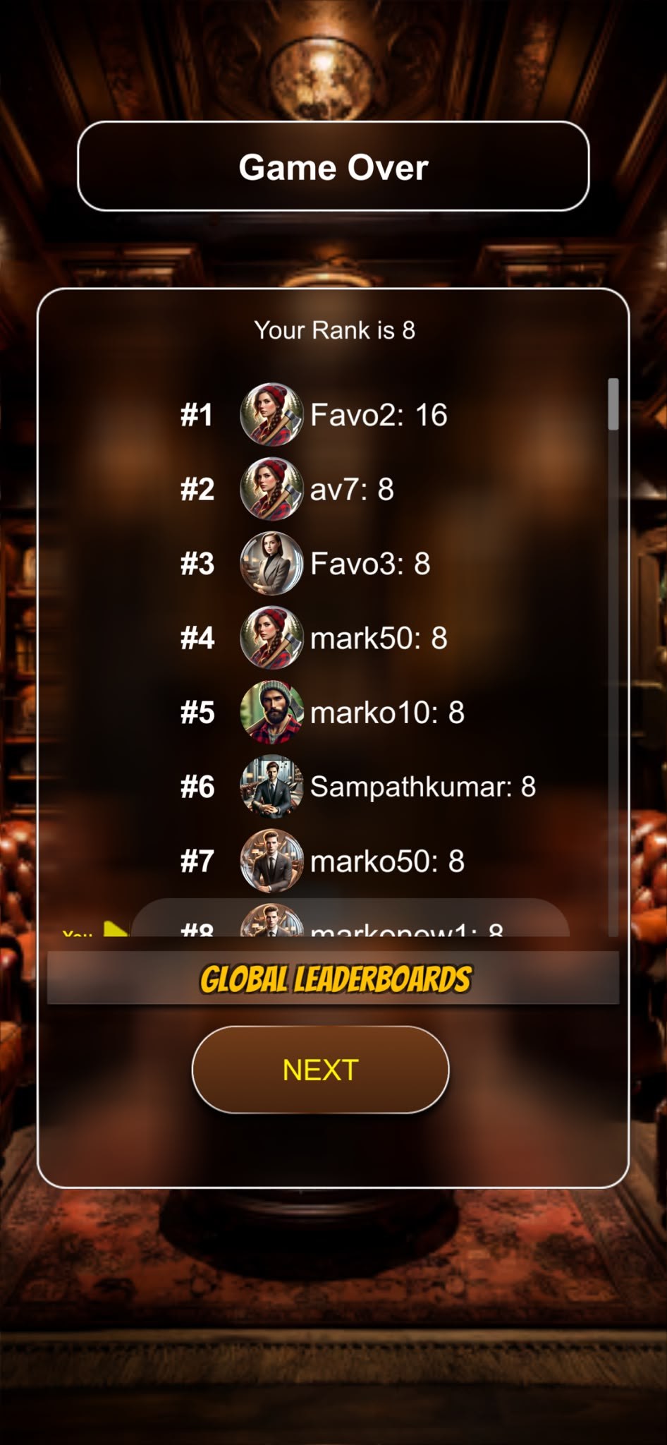 CrossRummy global leaderboard